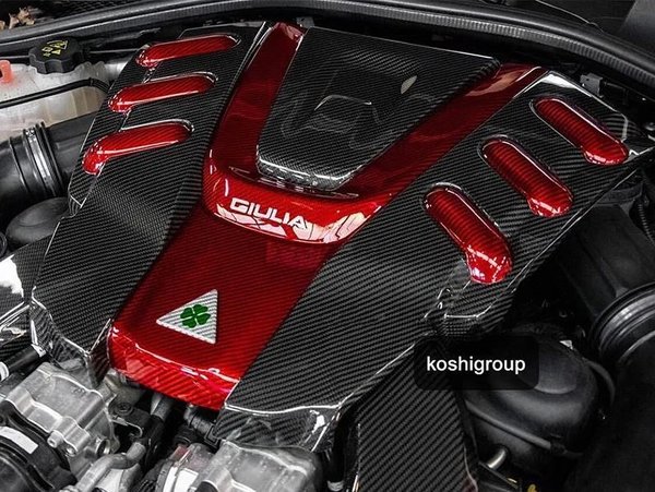 Koshi Carbon Motorabdeckung Carbon rot Alfa Romeo Giulia
